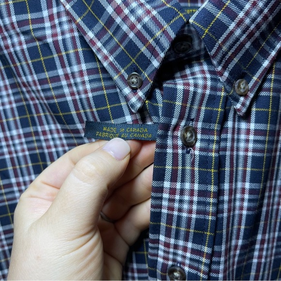 NWT Vieylla Men Navy plaid wool cotton blend long sleeve button down shirt in 3X - Picture 5 of 9